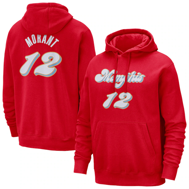 Men's Memphis Grizzlies #12 Ja Morant Red 2024/25 City Edition Pullover Hoodie
